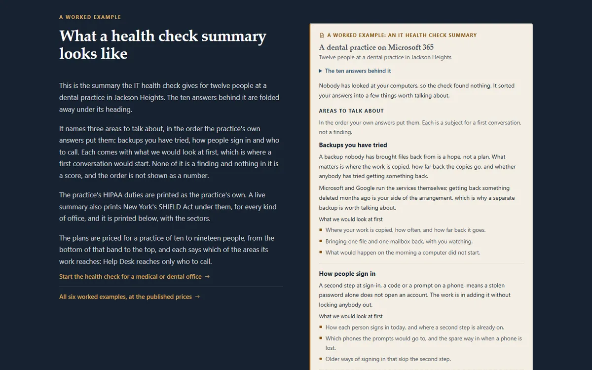 A worked health check summary: areas to talk about, and the plans for the headcount with the tax on the protection of the managed it for small offices demo website, Woodside Patchbrook IT Services, LLC